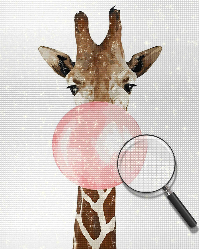 Giraffe with Bubble Gum Diamond Painting