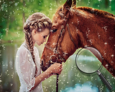 Girl and Brown Horse Diamond Painting
