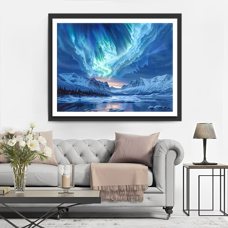 Glacier and Aurora Diamond Painting