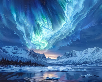 Glacier and Aurora Diamond Painting