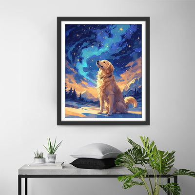 Golden Retriever under the Stars Diamond Painting