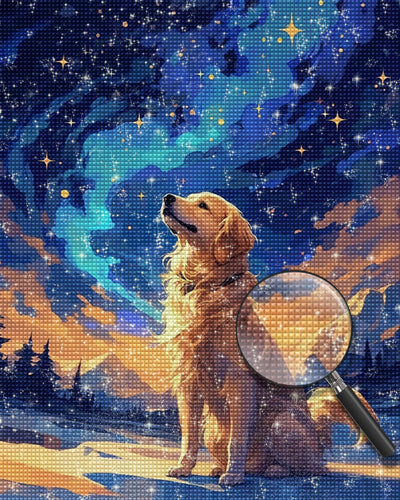 Golden Retriever under the Stars Diamond Painting