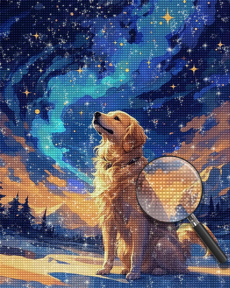 Golden Retriever under the Stars Diamond Painting