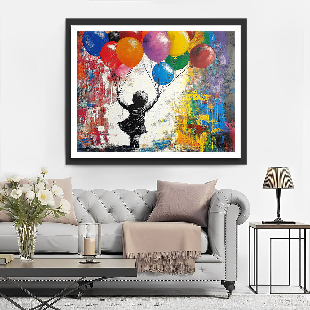 Graffiti Girl Holding Colorful Balloons Diamond Painting