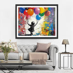 Graffiti Girl Holding Colorful Balloons Diamond Painting