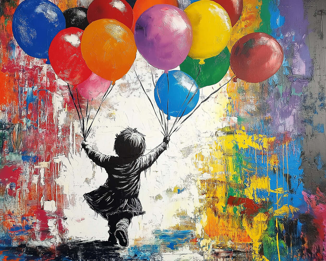 Graffiti Girl Holding Colorful Balloons Diamond Painting