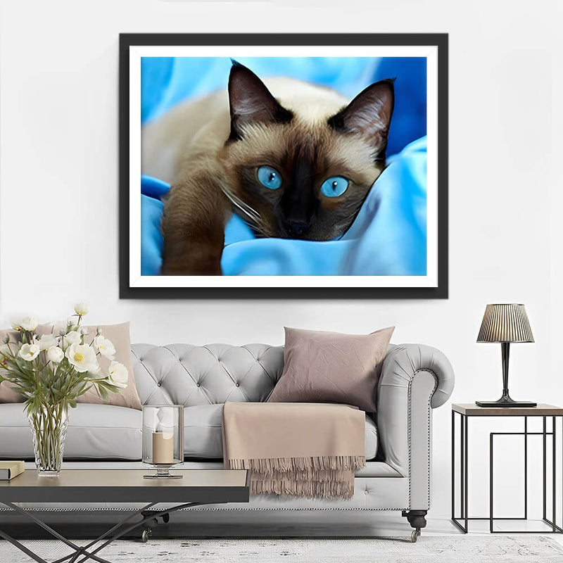 Gray Cat with Blue Eyes Diamond Painting 