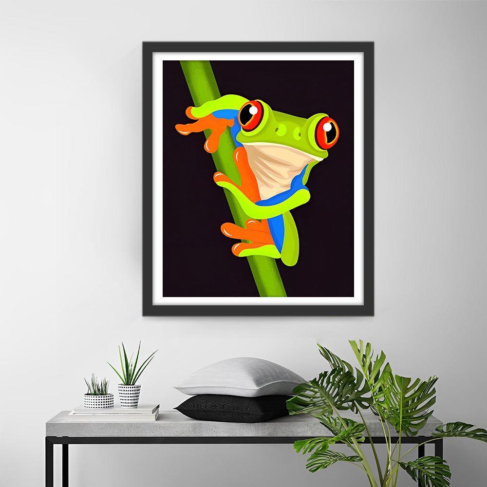 Green Frog with Red Eyes Diamond Painting