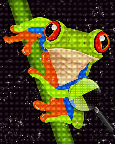 Green Frog with Red Eyes Diamond Painting