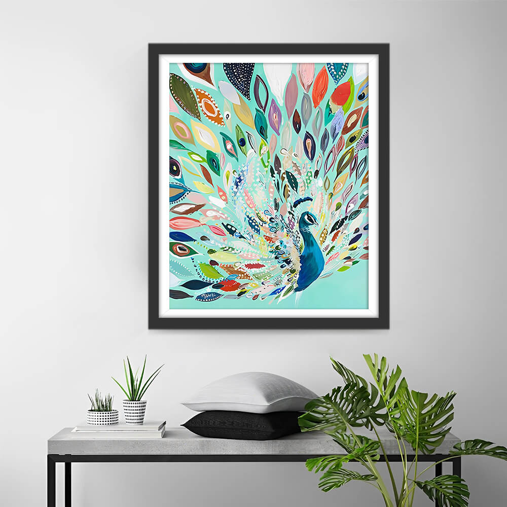Green Peacock Flying Diamond Painting