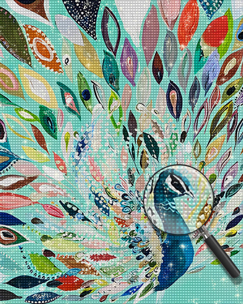 Green Peacock Flying Diamond Painting