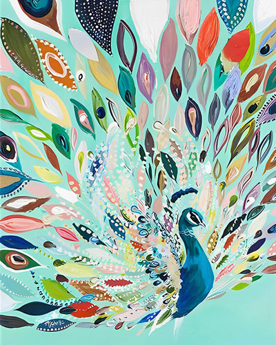 Green Peacock Flying Diamond Painting
