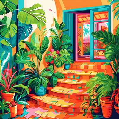 Green Plants at the Door Diamond Painting