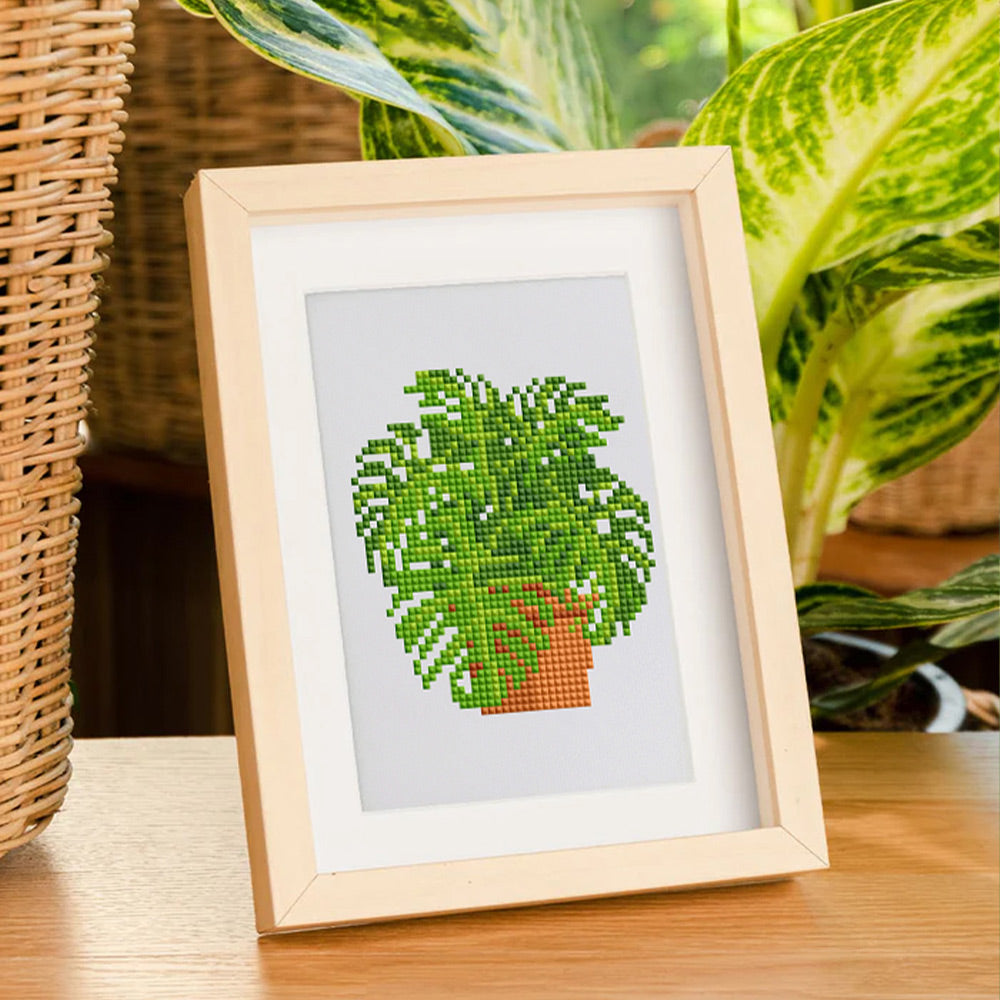 Green Potted Plants 12Pcs - Mini Diamond Painting Kit