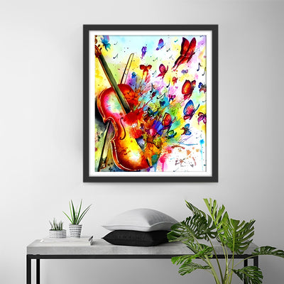 Guitar Transforms into Butterflies Diamond Painting