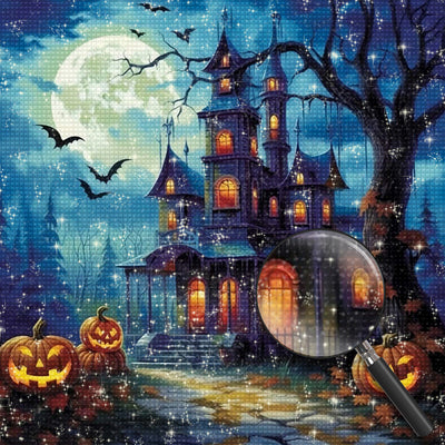 Halloween Castle and Pumpkin Lantern Diamond Painting