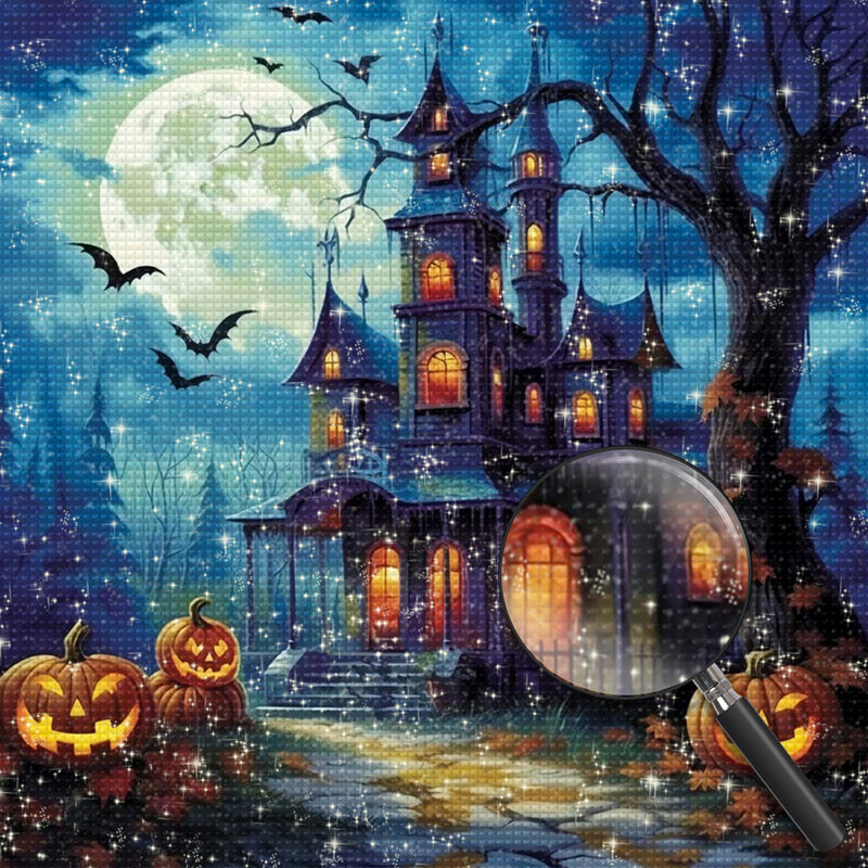 Halloween Castle and Pumpkin Lantern Diamond Painting