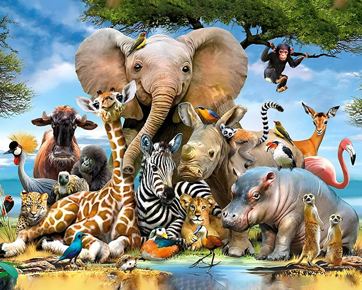 Happy Animal Family Diamond Painting