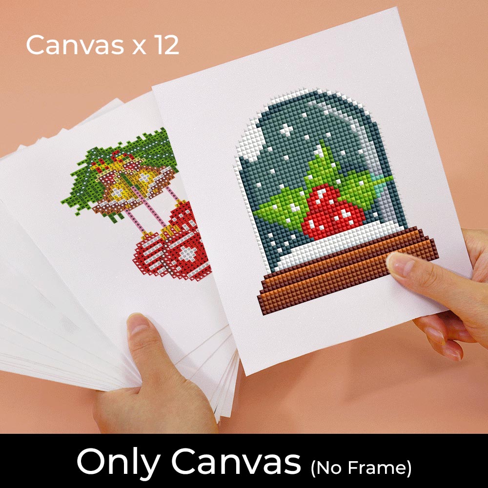 Happy Christmas Scene 12Pcs - Mini Diamond Painting Kit