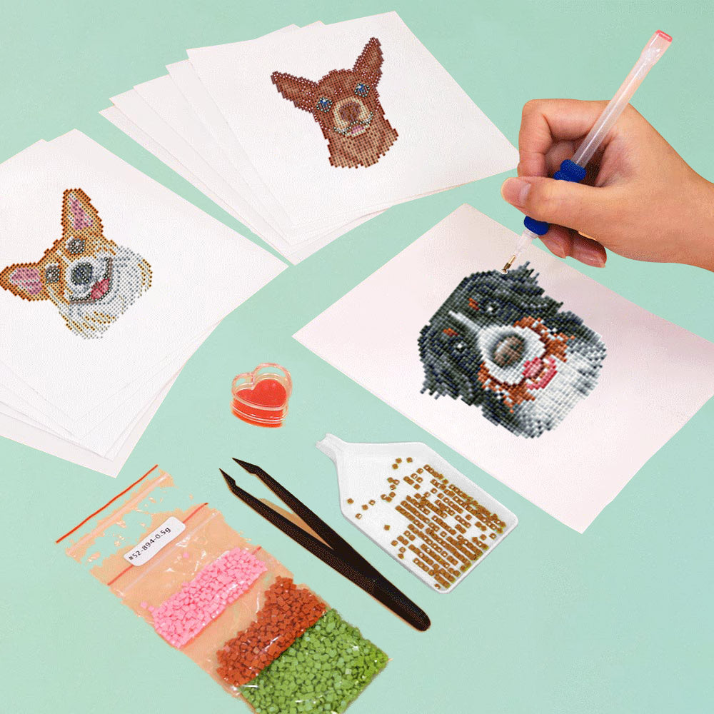Happy Dogs 12Pcs - Mini Diamond Painting Kit