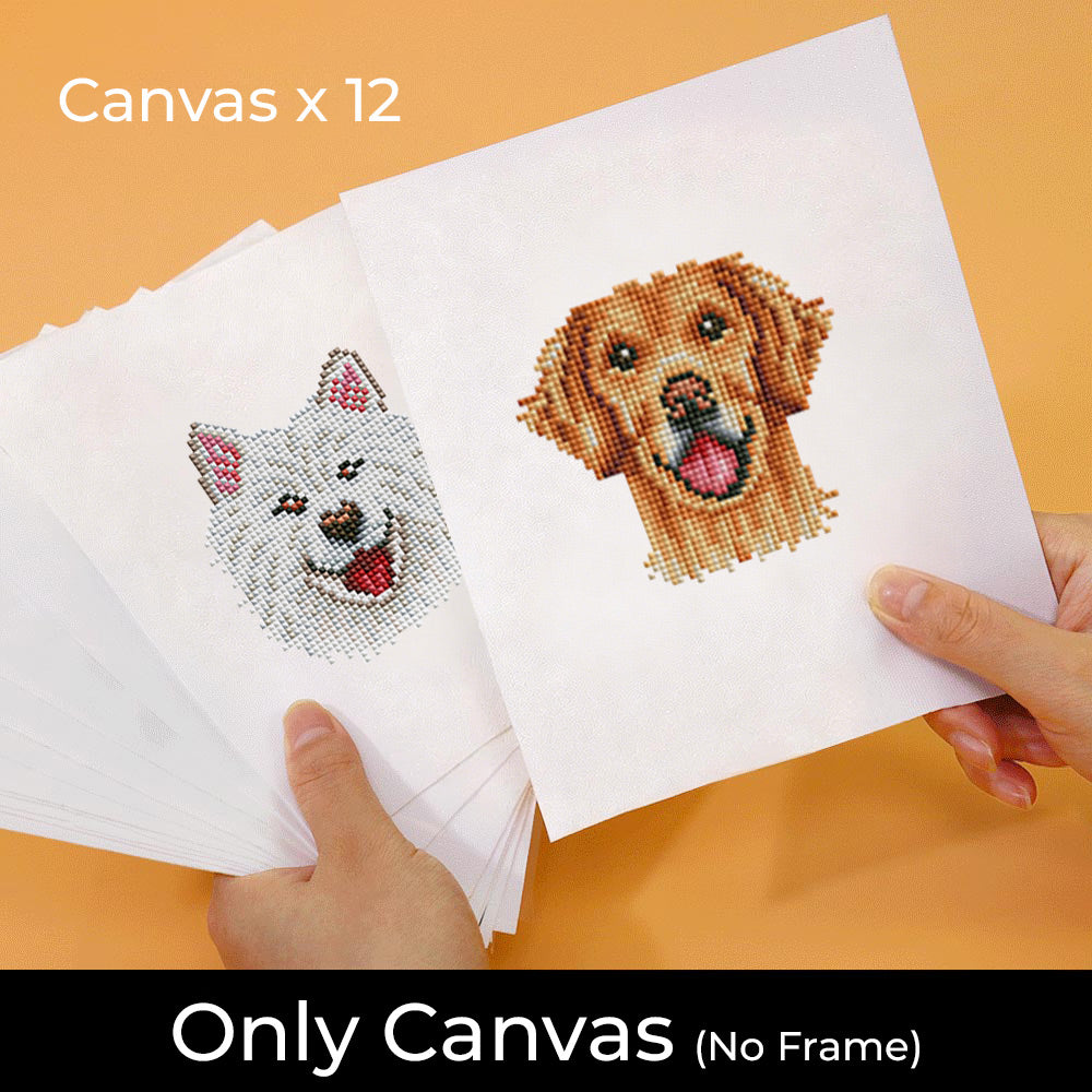 Happy Dogs 12Pcs - Mini Diamond Painting Kit