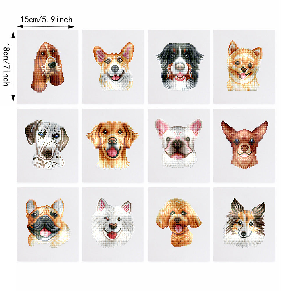 Happy Dogs 12Pcs - Mini Diamond Painting Kit
