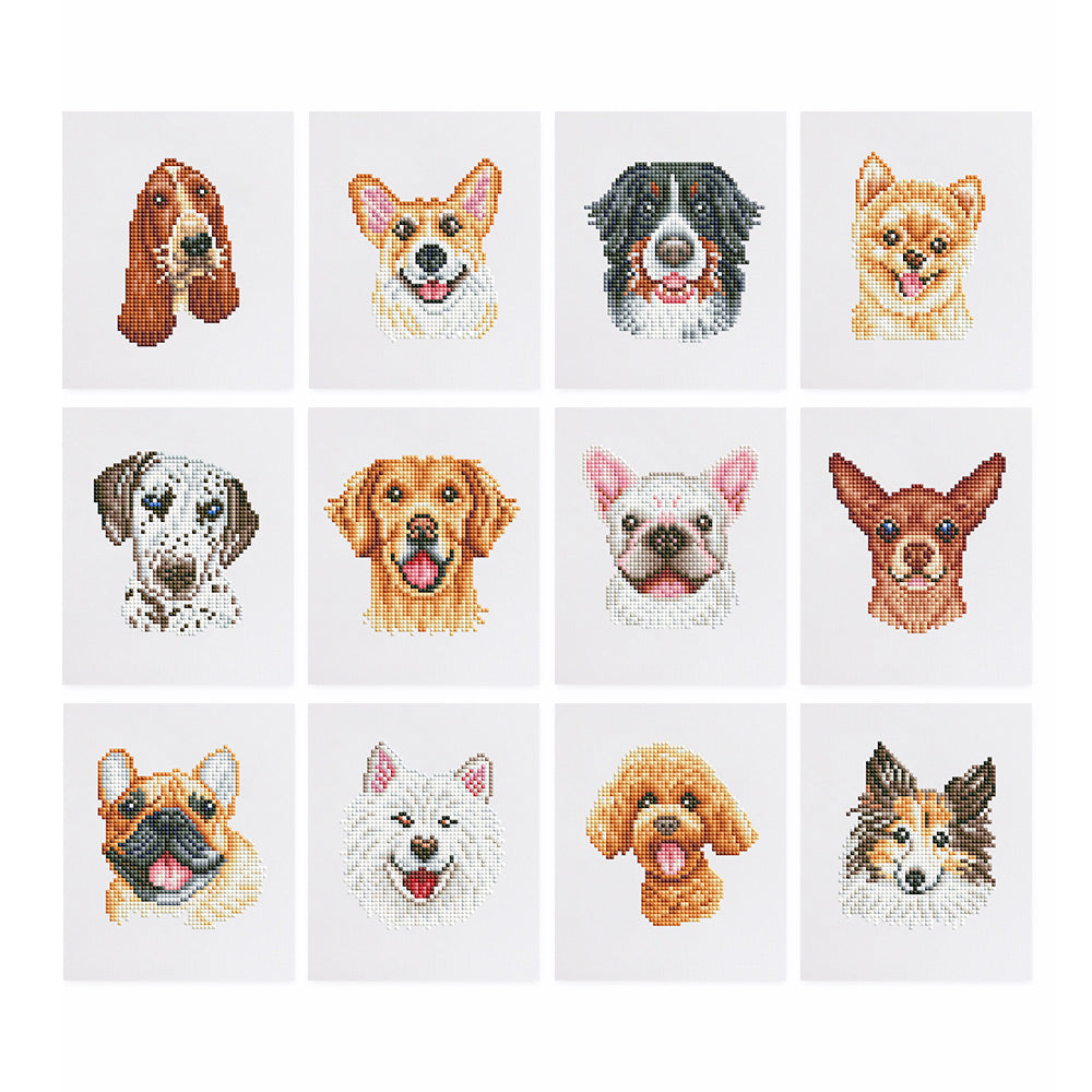 Happy Dogs 12Pcs - Mini Diamond Painting Kit