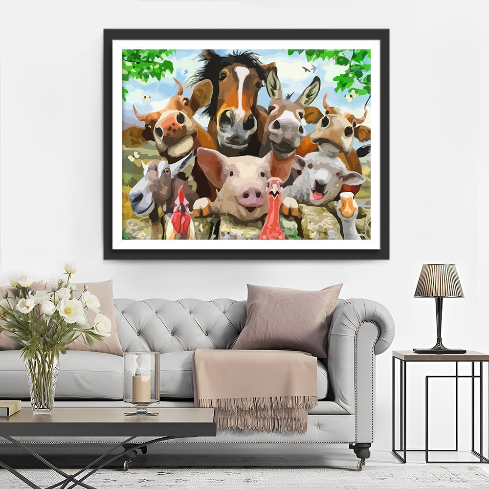 Happy Farm Animals Diamond Painting