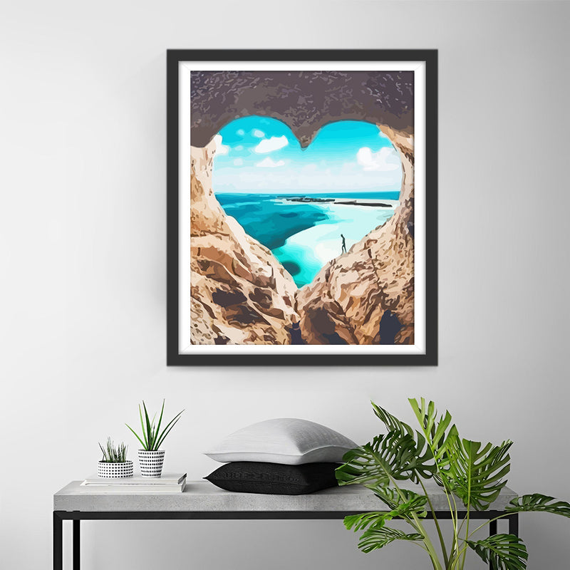 Heart-shaped Cave and Blue Lake Diamond Painting
