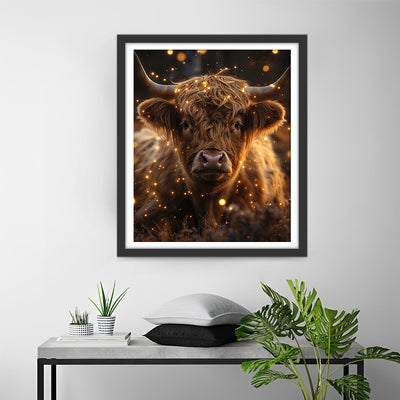 Highland Cattle and Twinkling Lights Diamond Painting