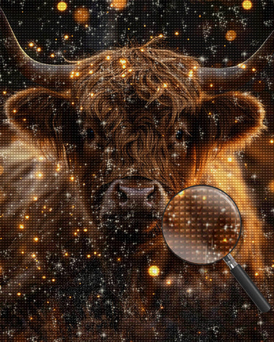 Highland Cattle and Twinkling Lights Diamond Painting