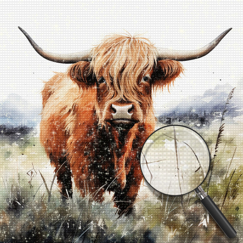 Highland Cattle in the Meadow Diamond Painting