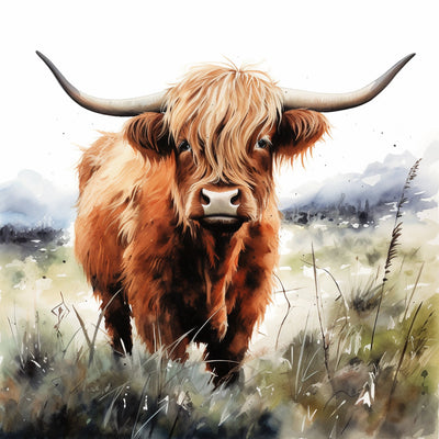 Highland Cattle in the Meadow Diamond Painting