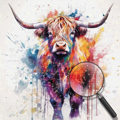 Highland Cow and Watercolor Diamond Painting
