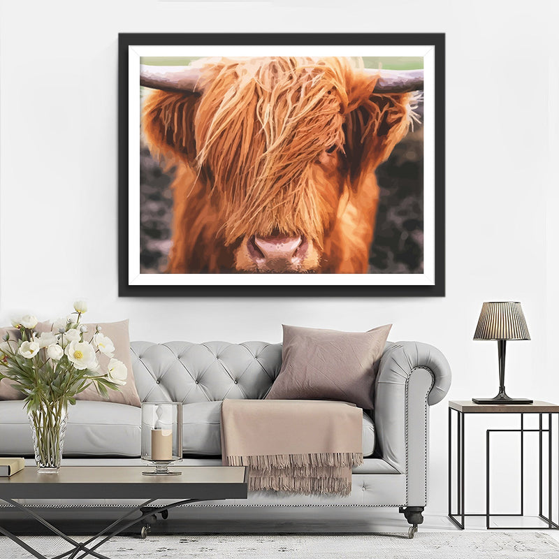 Highland Cow Head Diamond Painting