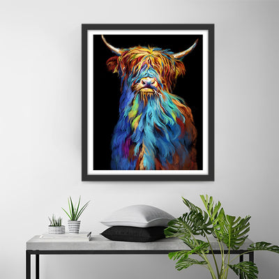 Highland Cow in the Dark Diamond Painting