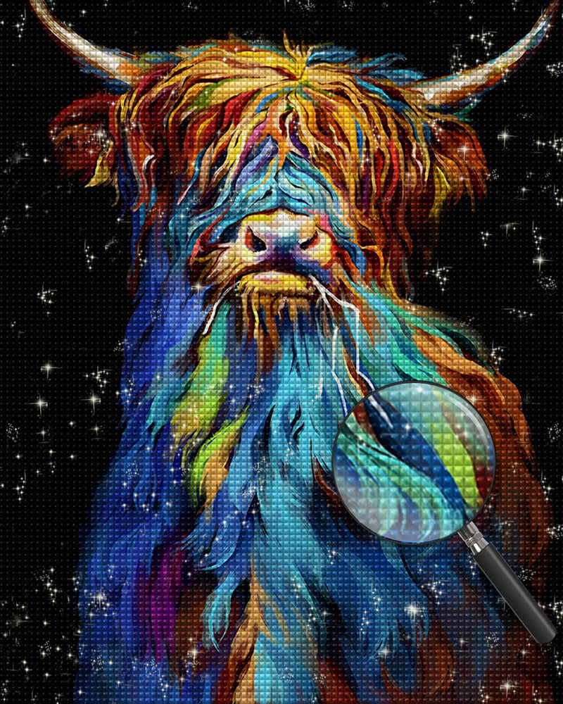 Highland Cow in the Dark Diamond Painting