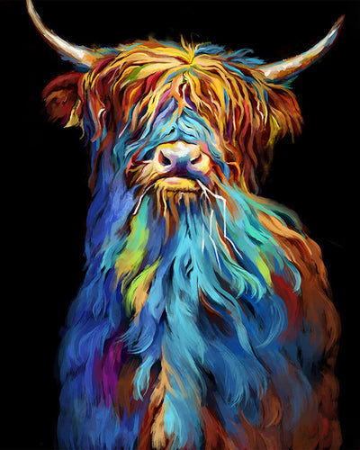 Highland Cow in the Dark Diamond Painting