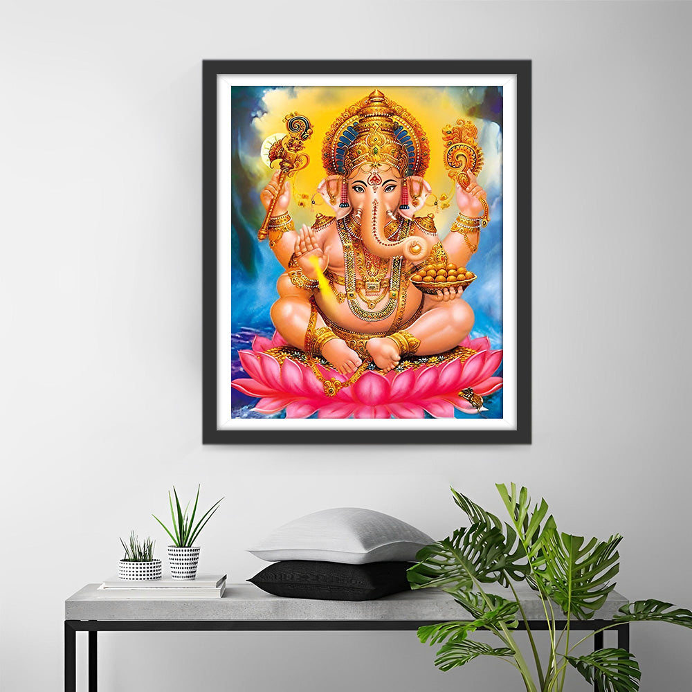 Hinduism Ganesha on the Lotus Diamond Painting
