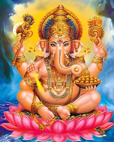 Hinduism Ganesha on the Lotus Diamond Painting