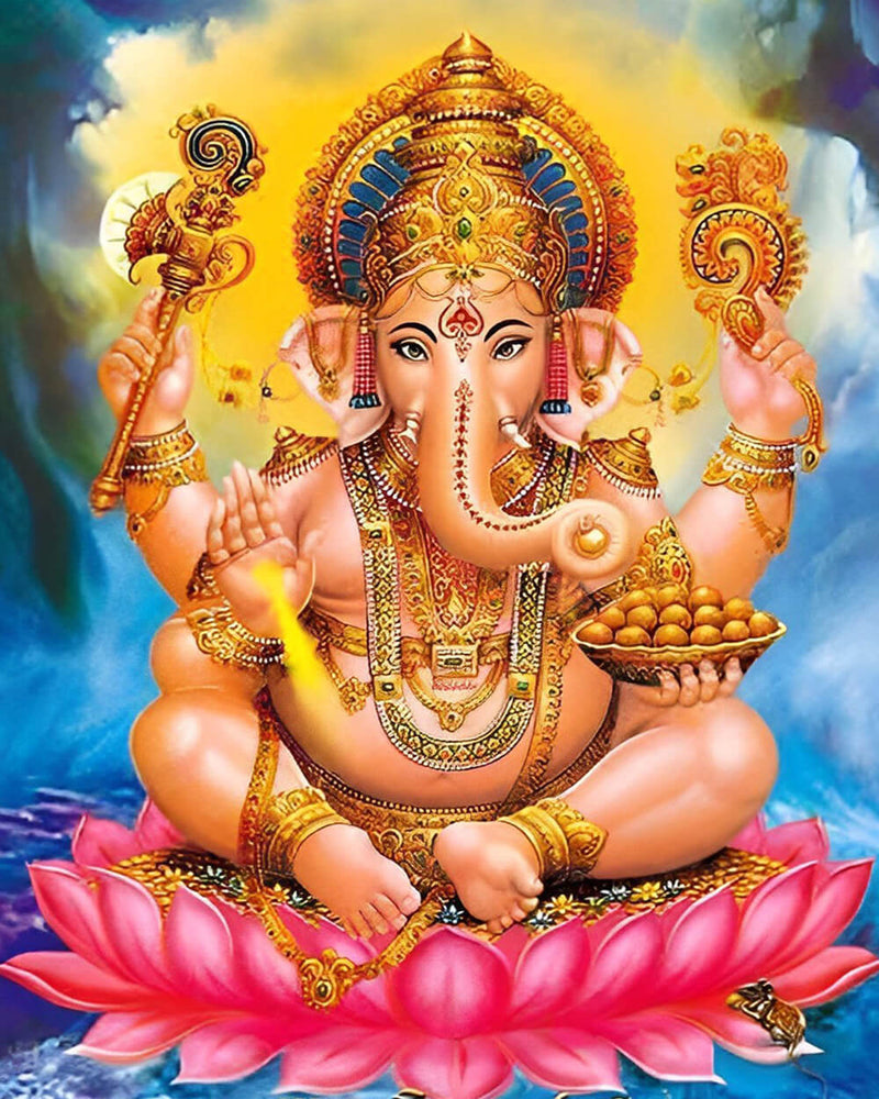 Hinduism Ganesha on the Lotus Diamond Painting
