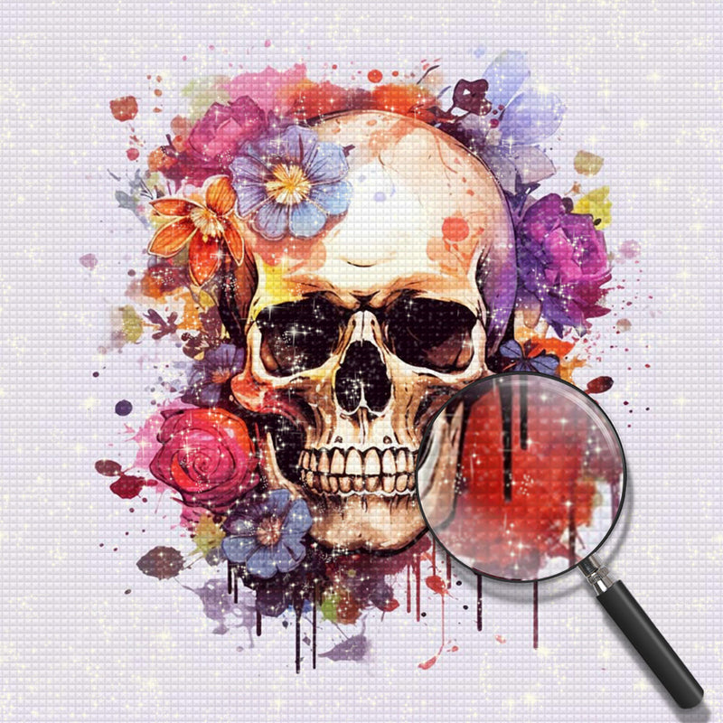 Horror Skull and Flowers Diamond Painting