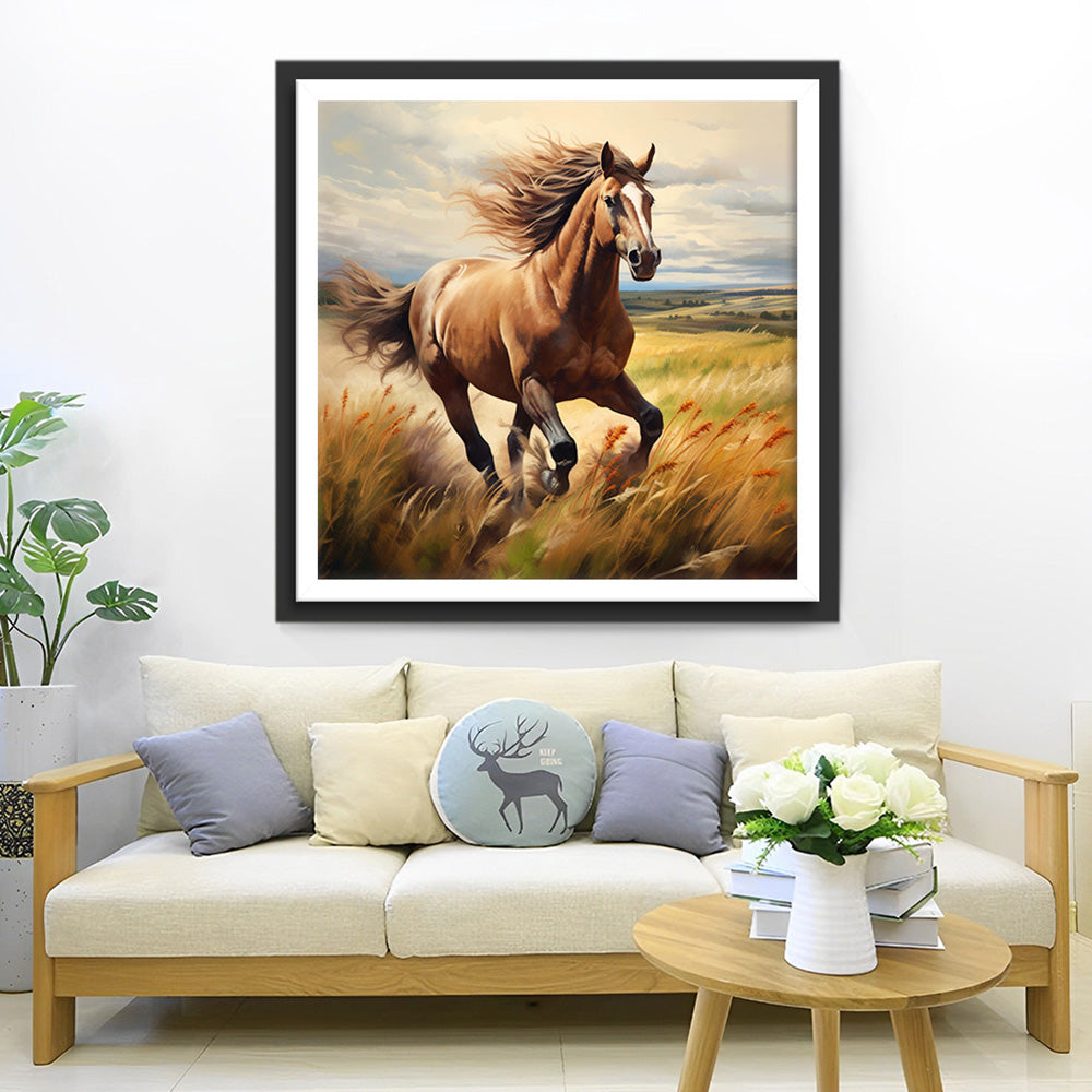 Horse Running on the Meadow Diamond Painting