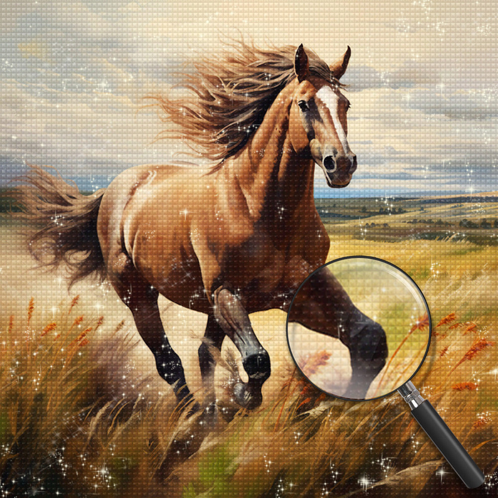 Horse Running on the Meadow Diamond Painting