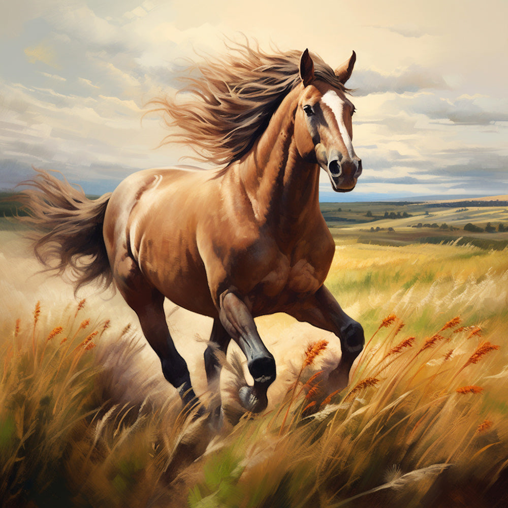 Horse Running on the Meadow Diamond Painting