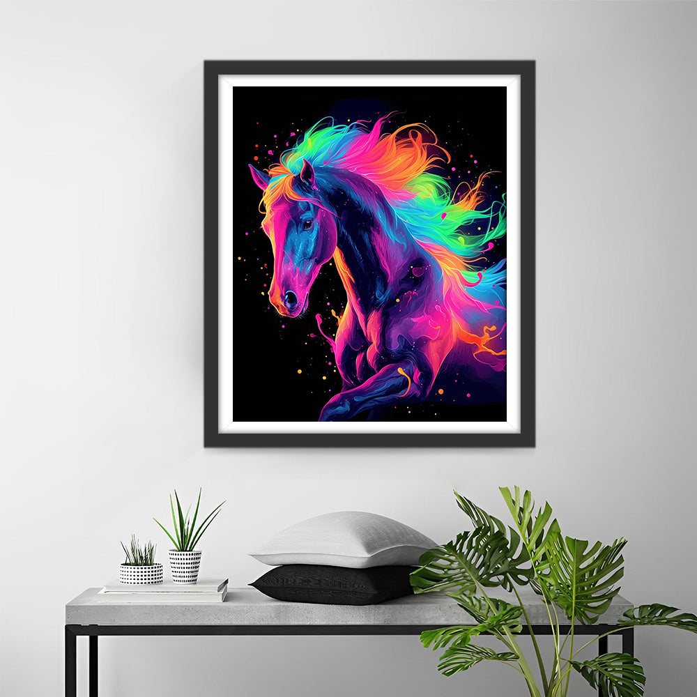 Horse with Colorful Hair Diamond Painting