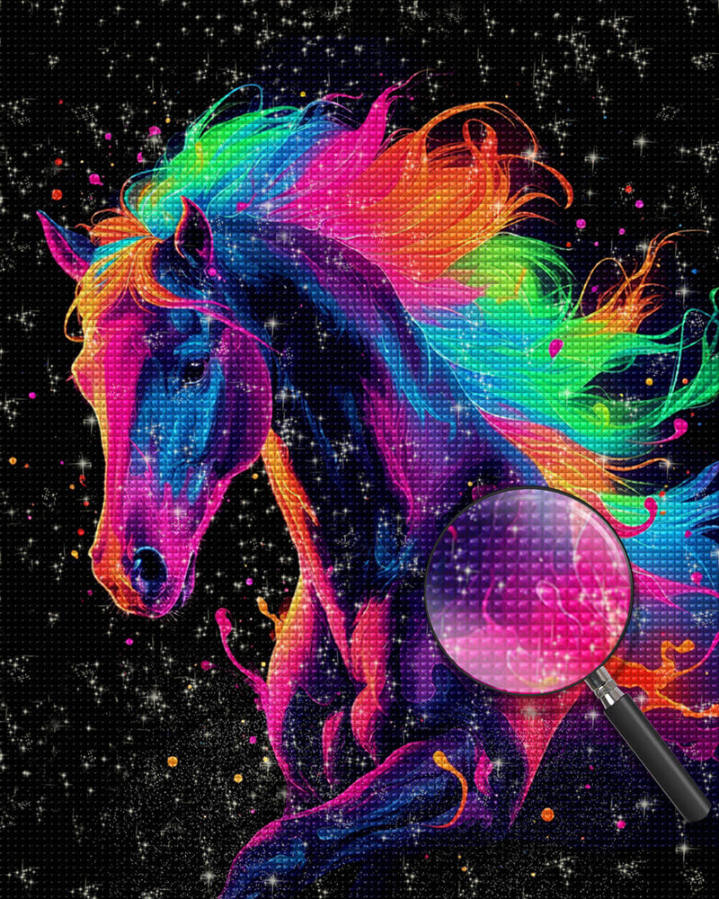 Horse with Colorful Hair Diamond Painting