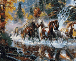 Horses Running in Forest River Diamond Painting