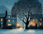 Houses and a Huge Persimmon Tree in the Snow Diamond Painting