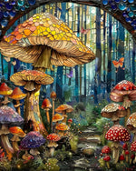 Huge Mushrooms in the Forest Diamond Painting